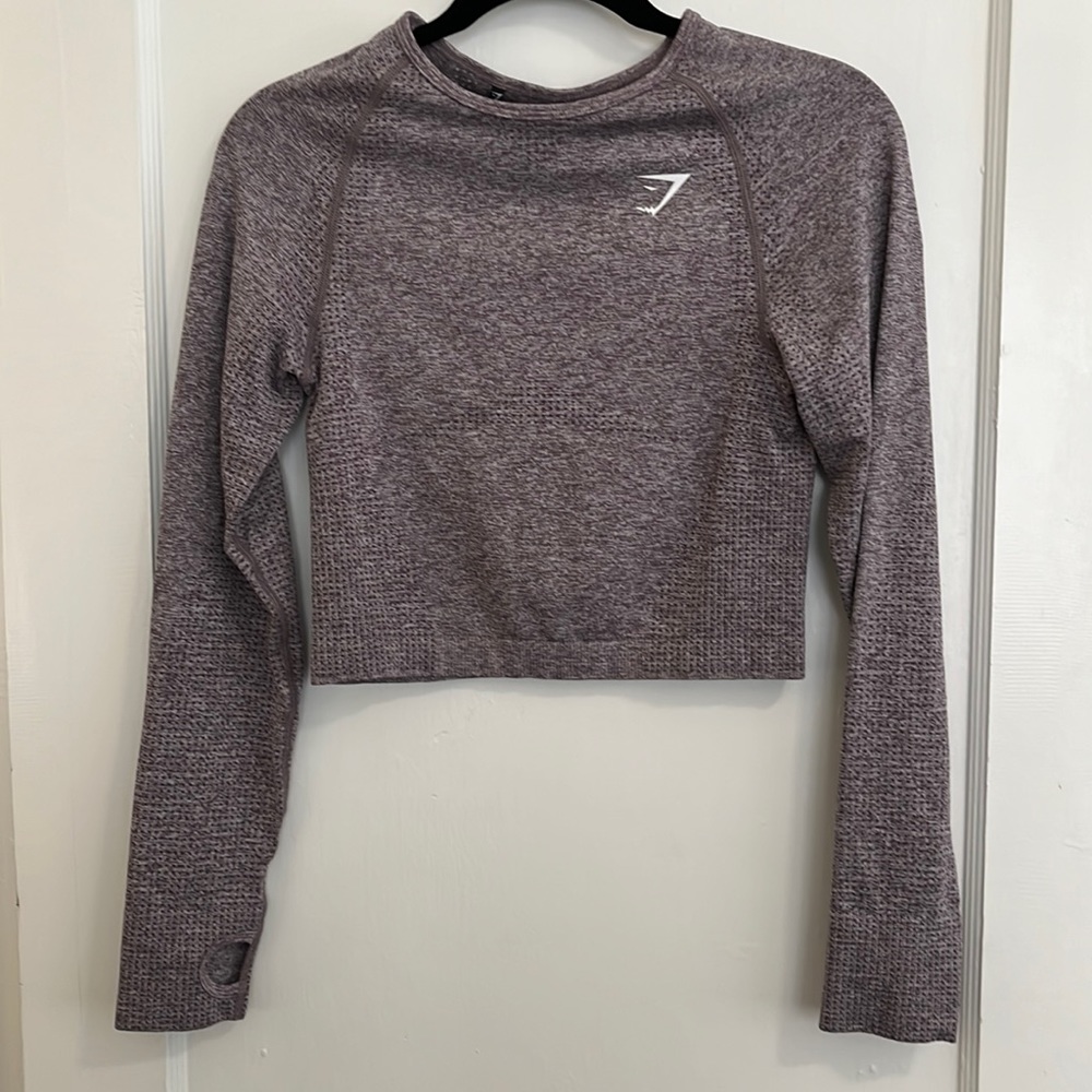Gymshark Vital Seamless 2.0 Long Sleeve Crop Top - Purple Marl - M/L (see desc.)
